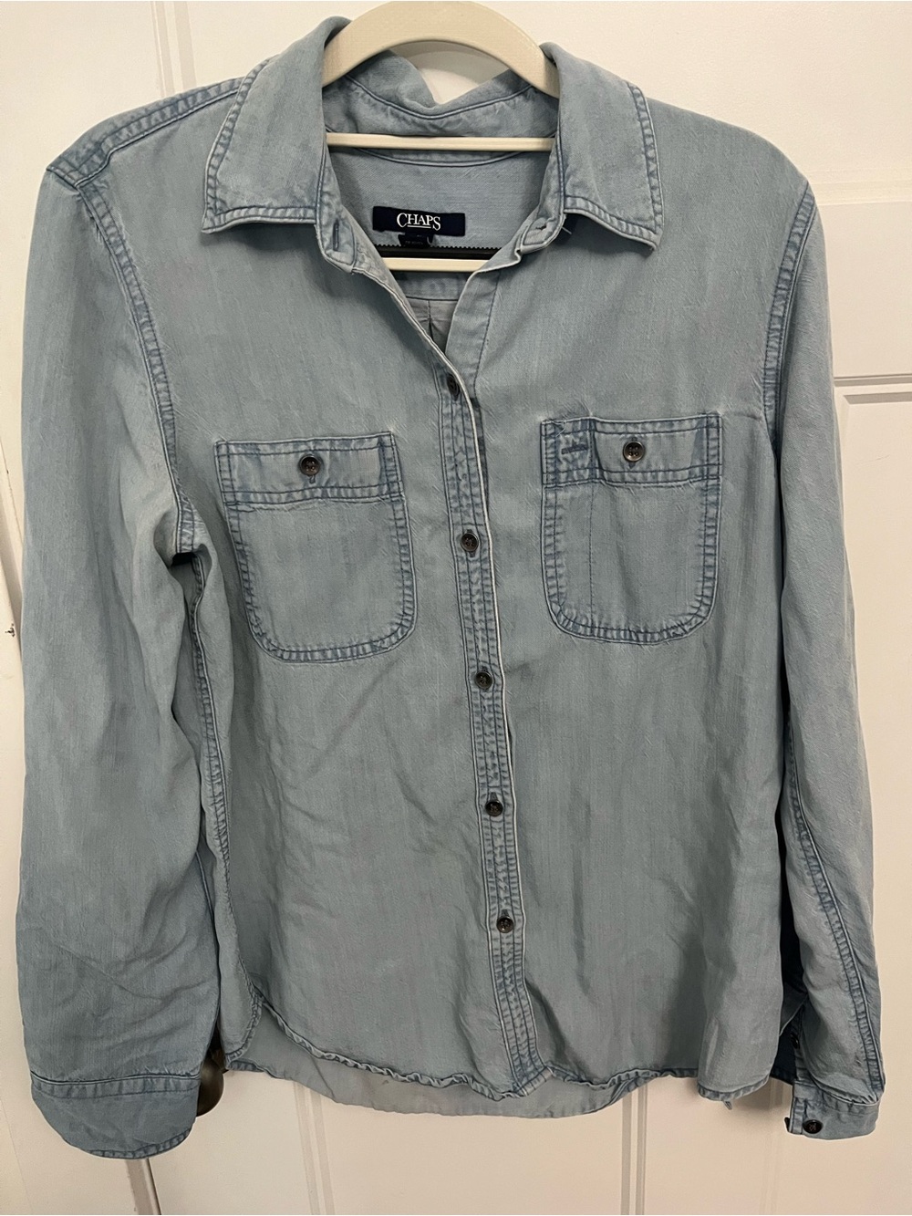 Chaps Light Blue Denim-Style Button-Down Shirt
